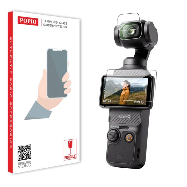 POPIO Tempered Glass Screen Protector Compatible for DJI Osmo Pocket 3 Action Camera (Transparent) Edge To Edge Full Screen Coverage With Installation Kit, Complete Set Of 2 Glass - Image 2
