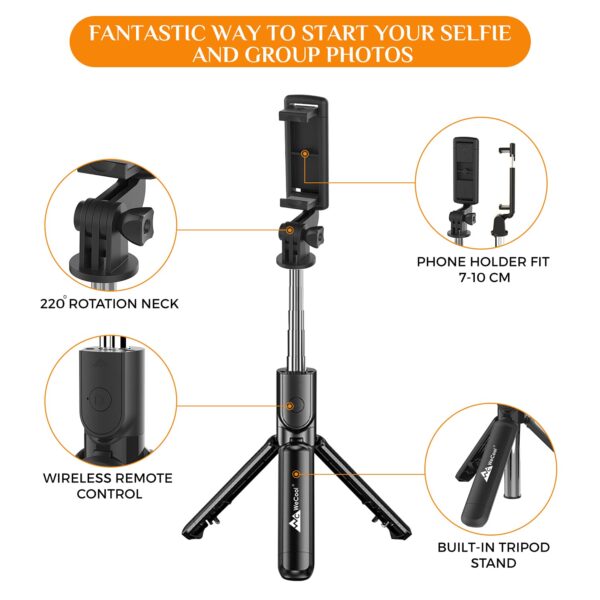 WeCool S1 Selfie Stick with Tripod Stand, 3-in-1 Multifunctional Selfie Stick with Detachable Wireless Remote for Vlogging & Photoshoot, Portable-Lightweight Selfie Stick for iPhone & Android Mobiles - Image 5