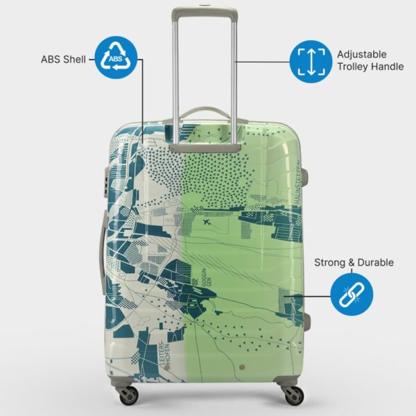 Skybags Trooper Large Size Abs Hardshell Luggage (75 Cm) | Printed Luggage Inline Trolley Bag with 4 Wheels and Resetable Combination Lock | Unisex, Green, Medium - Image 5