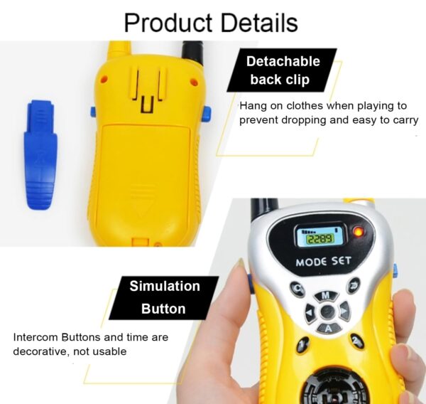 VGRASSP Walkie Talkie Toys for Kids 2 Way Radio Toy for 3-12 Year Old Boys Girls, Up to 20 Meter Outdoor Range Yellow - Image 5