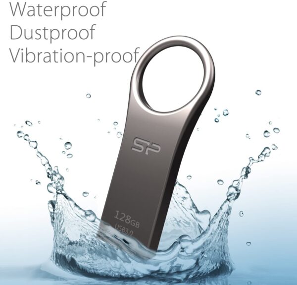SP Silicon Power 128Gb USB 3.0 Flash Drive with Keychain Hole Key Ring Design, Waterproof Dustproof Metal Casing Thumb Drive Pen Drive Memory Stick - Jewel J80 Series - Image 6