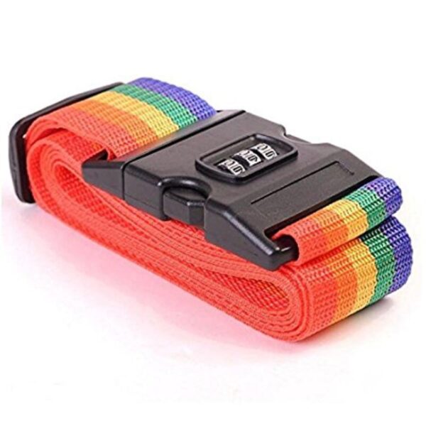 Inditradition Adjustable Nylon Luggage Strap Belt with Combination Number Lock, TSA Approved Suitcase Belt, 2 Meter (Rainbow Multicolor) - Pack of 1 - Image 2