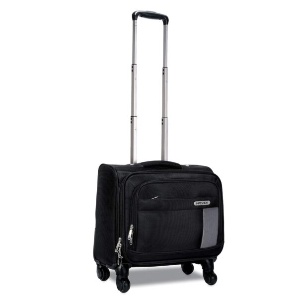 NOVEX Polyester Black Small Overnighter Laptop Trolley Bags with Wheel | 4 Wheels Luggage, Lightweight - 42cm | Laptop & 3 Main Compartment, Combination Lock Backpack for Men & Women - Image 2