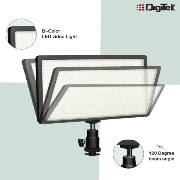 DIGITEK® LED D416 Professional Video Light & NP-750 Li-ion Battery Dimmable 3200k -5600k for YouTube Video, Product Photography, Makeup Shoot and More (LED D416 Combo) - Image 5