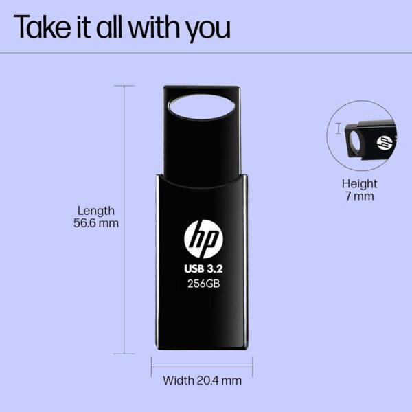 HP 712w 256GB USB 3.2 Flash Drive Black - Image 3