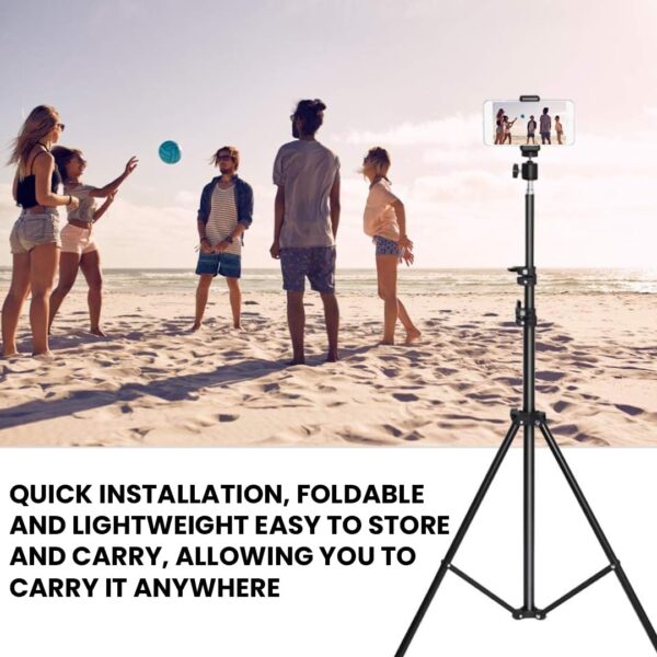 Elfora 7 Feet 360° Rotation Tripod Stand | Lightweight and Sturdy Design with Adjustable Mobile Clip Holder Compact for Photography and Videos | Compatible with All Mobiles & Cameras (Black) - Image 8