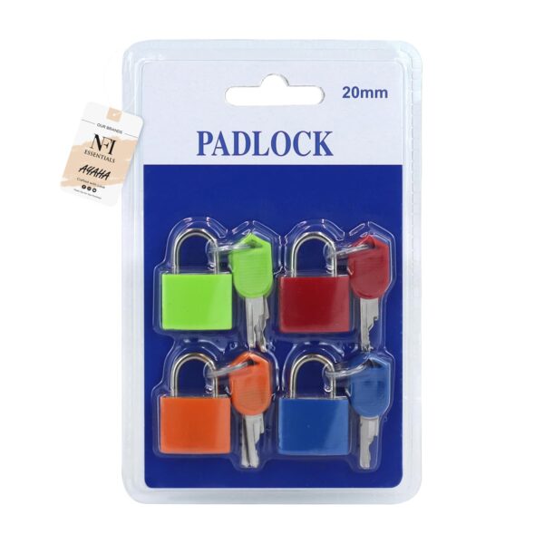 NFI essentials Set of 4 Suitcase Locks, Multicolor Luggage Padlocks Set, Lock with Keys, Small Luggage Locks, Mini Locker, Zipper Lock, Tiny Locker for School Gym Backpack - Image 2