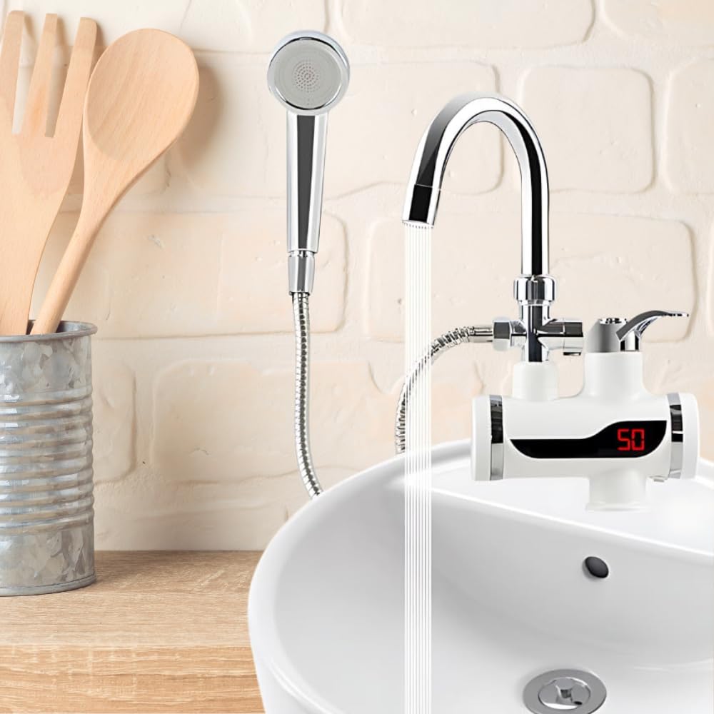 Drumstone 𝟭𝟱 𝗬𝗘𝗔𝗥𝗦 𝗪𝗔𝗥𝗥𝗔𝗡𝗧𝗬 2in1 Electric Instant Shower Water Heater Instant Hot Water Faucet Kitchen instant tap geyser for kitchen sink