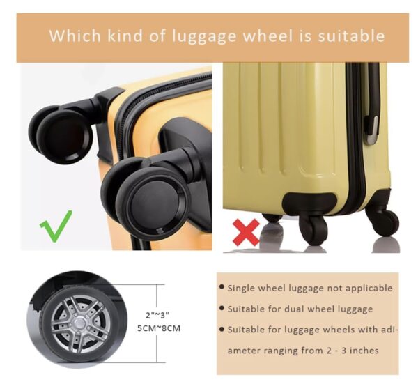 Premium Silicone Trolley Wheel Covers - Anti-Slip Luggage Protector for Dual Wheel Suitcases - Durable and Noise-Reducing (Pack of 8) - Image 4