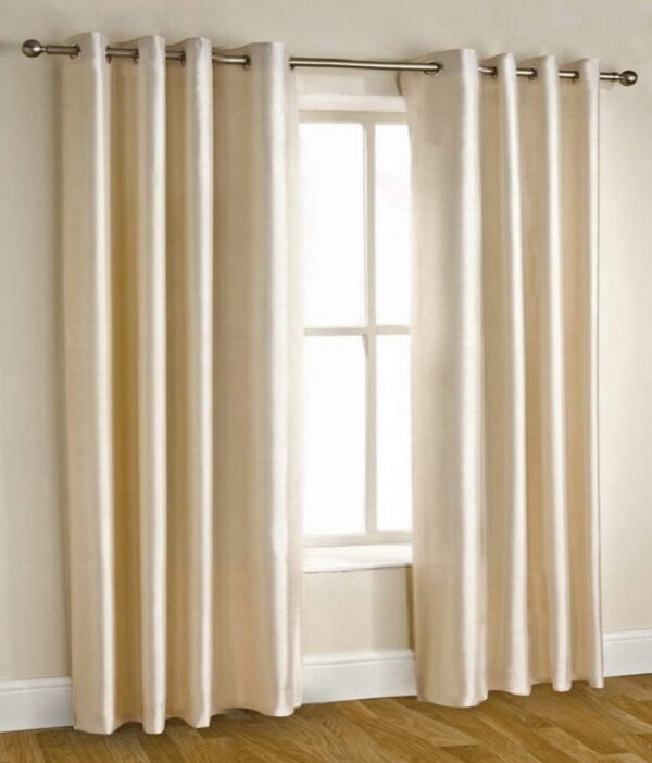 Homefab India Pack of 2 Royal Silky Cream Door Curtains with Stainless Steel Eyelets - 7 feet - Image 2