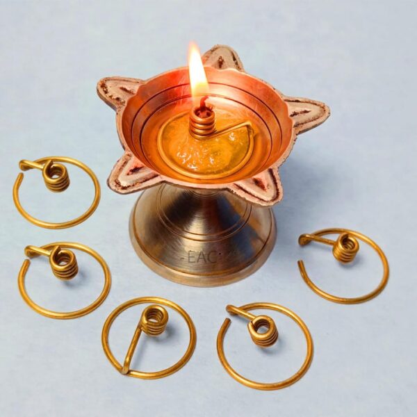 PulGos Pure Brass Niranjan Kadi – Elegant Wick Holder for Diya and Oil Lamps, Perfect for Traditional Lighting and Spiritual Rituals, Thiri Stand for Deepak (Pack of 6 Gold) - Image 3