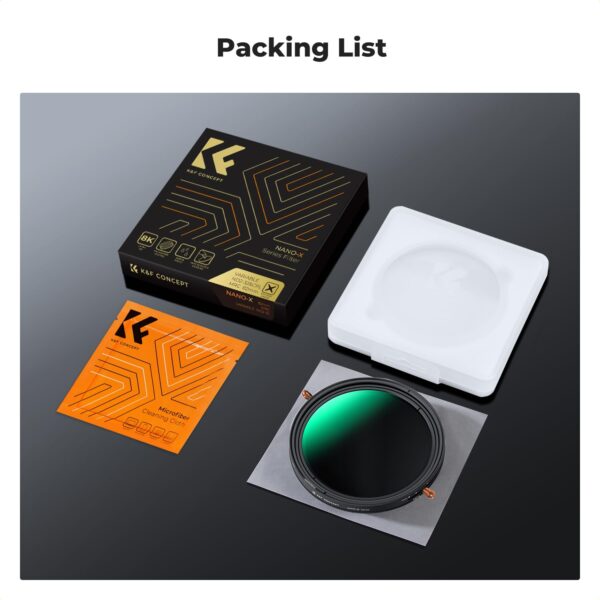 K&F Concept K&F Concept 67mm Variable Fader ND2-ND32 ND Filter and CPL Circular Polarizing Filter 2 in 1 for Camera Lens No X Spot Weather Sealed - Image 9
