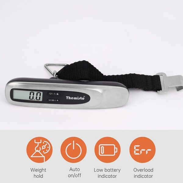 Themisto TH-WS11 Digital Luggage Scale with Target Value Setting (50kg), Silver - Image 7