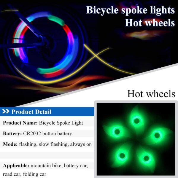 SHOPVILLA LED Bike Lights for Wheels, Waterproof Wheels Lights with 3 Flash Modes Bike Spoke Light Use for Kids/Adult Bike Wheels Safe Warning, Cycle Tyre Light, Cycle Light, Cycle Gadgets (4Pcs) - Image 7