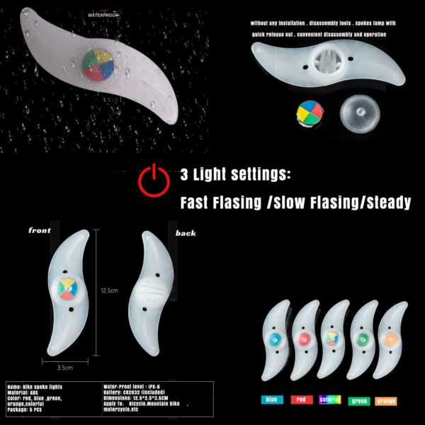SHOPVILLA LED Bike Lights for Wheels, Waterproof Wheels Lights with 3 Flash Modes Bike Spoke Light Use for Kids/Adult Bike Wheels Safe Warning, Cycle Tyre Light, Cycle Light, Cycle Gadgets (4Pcs) - Image 2