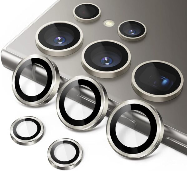 Amazon Brand - Solimo Camera Glass Lens Protector Ring For Samsung Galaxy S24 Ultra 5G Case Friendly with Edge to Edge Coverage and Easy Installation(Titanium Grey) - Image 3