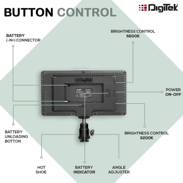 DIGITEK® LED D416 Professional Video Light & NP-750 Li-ion Battery Dimmable 3200k -5600k for YouTube Video, Product Photography, Makeup Shoot and More (LED D416 Combo) - Image 4