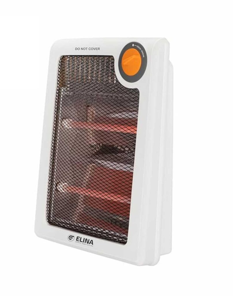 Elina Dual Rod Room Heater | 800-watt | Low Power Consumption | Quick Dual Heat Settings | Cool Touch Body | Safety Mesh | Tip-over Protection | Compact Design | 1 Year Warranty | ISI Certified