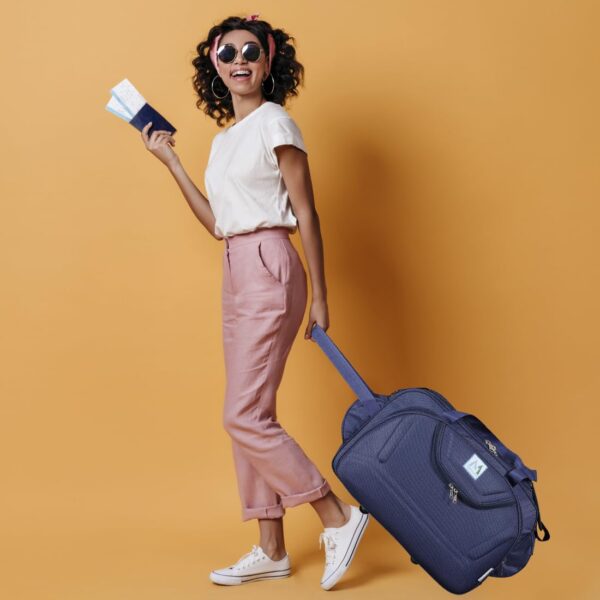 M MEDLER Epoch Nylon 55 litres Waterproof Strolley Duffle Bag- 2 Wheels - Luggage Bag - (Navy Blue) - Image 7