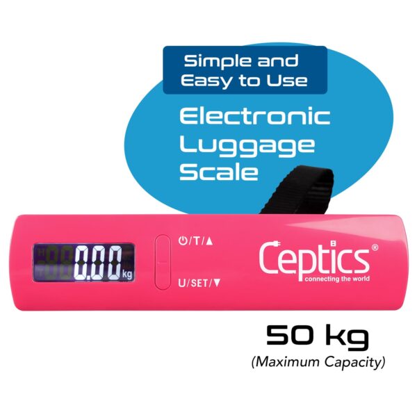 Ceptics weight machine for luggage weighing scale, luggage weighing scale capable capacity up to 50 Kg, weighing machine for luggage with LCD display luggage scale for bags, home, shop - PINK - Image 3