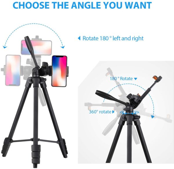 Osaka OS 550 Tripod 55 Inches (140 cm) with Mobile Holder and Carry Case for Smartphone & DSLR Camera Portable Lightweight Aluminium Tripod - Image 6