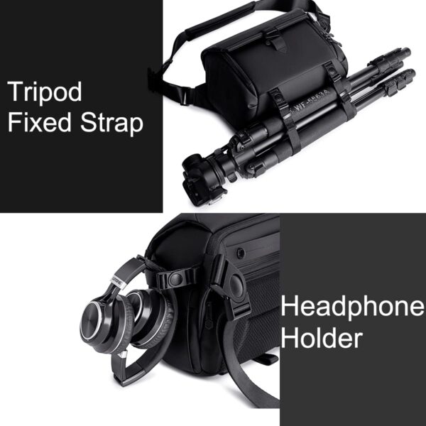 Arctic Hunter Camera Bag Crossbody Sling Bag for DSLR Camera and Lens with Tripod Holder Multiple Pockets for iPad Battery Shockproof Water Resistant One Shoulder Camera Bag for Men Women,Black - Image 7