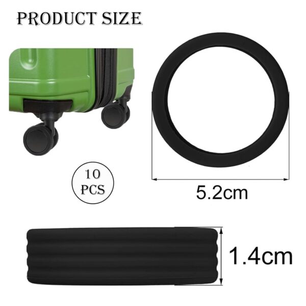 OXYGLOBE 10pcs Trolley Wheel Cover Luggage Wheel Silicone Protector Cover,Portable Travel Luggage Wheels Covers Suitcase Wheel Cover Silicone Silicone Luggage Wheel Protector Covers(Black). - Image 3
