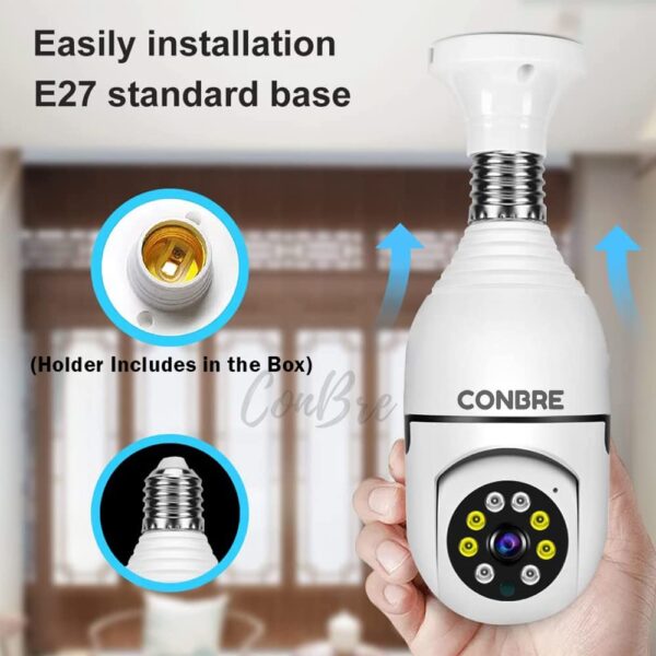 Conbre LightXR 2MP Full HD Indoor Wireless WiFi CCTV Security Camera | Motion Tracking | Two Way Talk | Colored Night Vision | Support Upto 128GB SD Card | Includes E27 Holder - Image 8