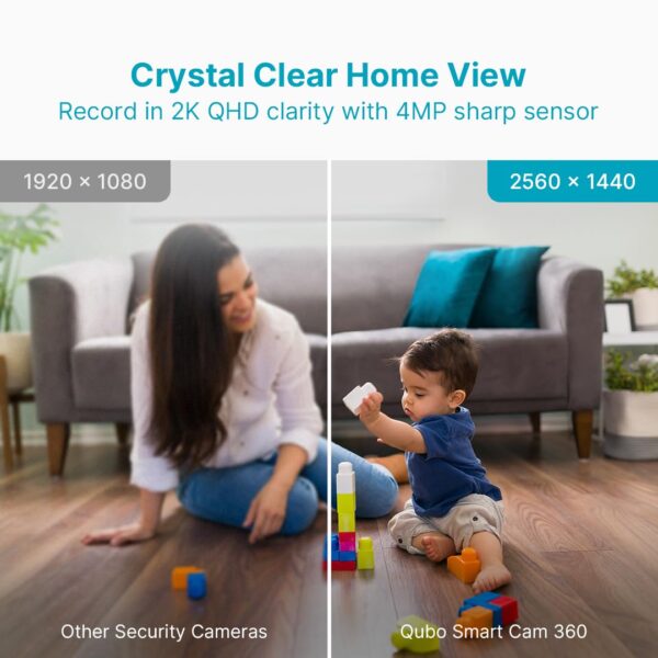 Qubo Smart 360 Ultra 2K 4MP 1440p WiFi CCTV Security Camera for Home from Hero Group | Mobile App | Two Way Talk | Night Vision | Cloud & SD Card Recording | Made in India | Alexa & OK Google | - Image 4