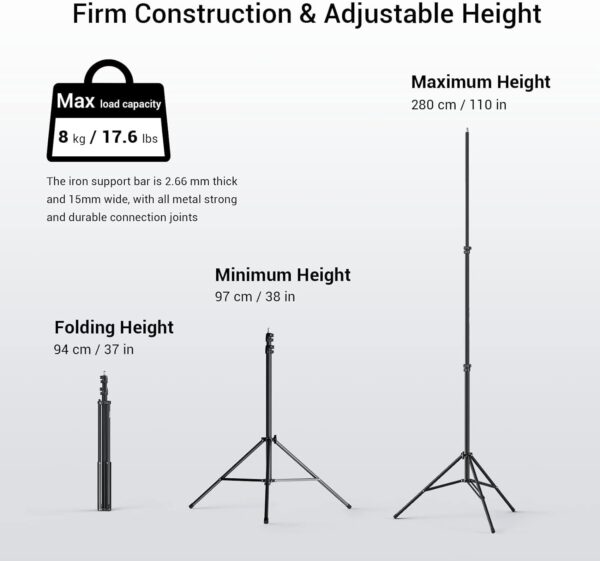 CELLMASTER Lightweight & Portable Portable 7 Feet (84 Inch) Long Tripod Stand with Adjustable Mobile Clip Holder for All Mobiles & Cameras (Black) - Image 4