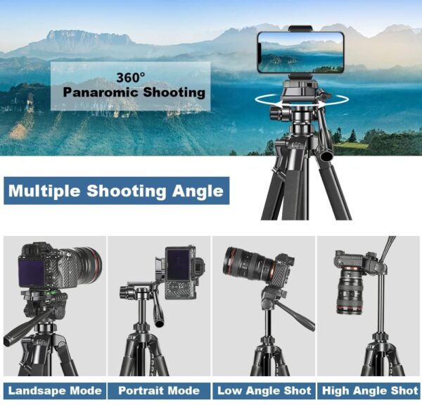 SKYCELL Tripod Stand for Mobile Phone and DSLR Camera for Best Video Recording Shoot 360 Rotaion 61 Inch (5 Feet) Suitable for iPhone - Image 9