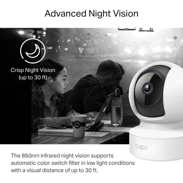 Tapo TP-Link C212 2K Pan/Tilt Indoor Home Security Smart Wi-Fi Camera for Baby Monitor| Motion Detection & Tracking | 2-Way Audio |up to 512 GB SD Card Storage|Works with Alexa & Google Home - Image 4