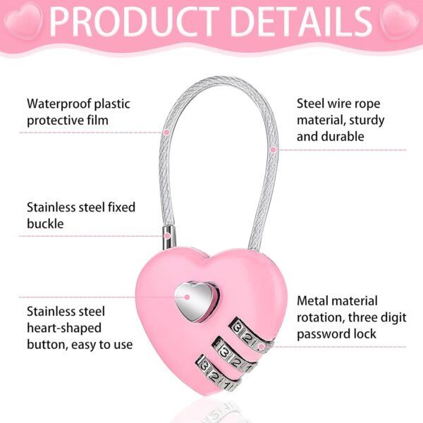 4pcs Number Lock for Bag, Small Locks for Luggage Bag, Combination Lock Zinc Alloy Steel Wire Lock, Generic Digital Lock Home Tools Luggage Lock Password Lock for Locker and Gym Bag - Image 4