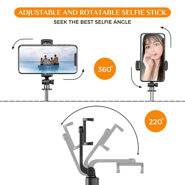 WeCool S1 Selfie Stick with Tripod Stand, 3-in-1 Multifunctional Selfie Stick with Detachable Wireless Remote for Vlogging & Photoshoot, Portable-Lightweight Selfie Stick for iPhone & Android Mobiles - Image 4