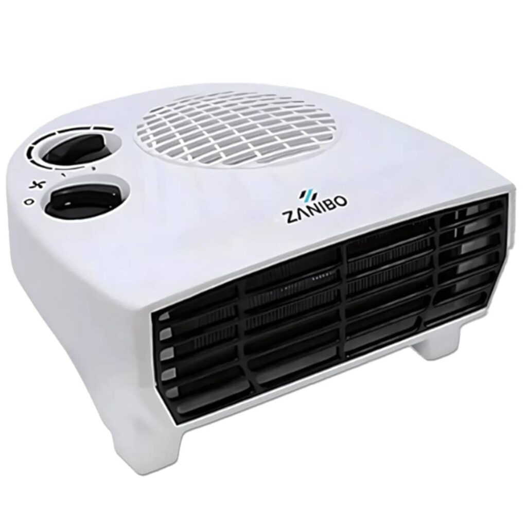 Zanibo | Since 1997 | 2000 Watt Portable Electric Room Fan Heater with 2 Heating Settings (1000/2000W) | Adjustable Thermostat, Overheat Protection | Fast Heating for Office | 1-Year Warranty, White