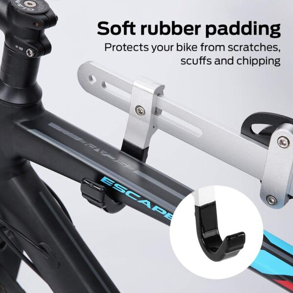 Sportneer Wall Mount, Horizontal Aluminium Metal Adjustable Bicycle Rack Holder Hook For Road Bike, Mountain Bike, Kids Bike Indoor Storage (4229 X 1191 X 919 Cm, color- Black, Bracket Shelf) - Image 6