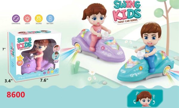 SHINETOY Swing CAR for Kids, Girl Riding Swing Toys for Kids Toddlers Baby Boys Girls Adults Children Model Toys Swing and Inertia Function Wheel Pull Back Cycle Car - Image 3