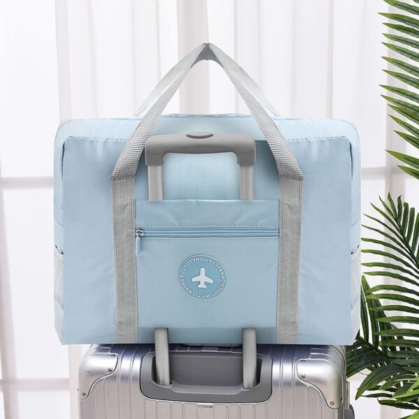 Wolpin Travel Bags for Luggage Spacious with Pockets Foldable Weekender Zipper Duffle Bag for Travel Stylish Handbag Conveniently Carry on Trolley Bag Waterproof (44 x 18 x 35 cm) Blue - Image 7