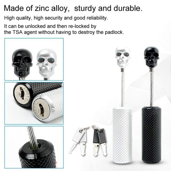 Fambal TSA Approved Travel Luggage Locks with Skull Style -Steel Padlocks with 2 Keys for Baggage, Suitcases & Backpacks (Pack of 1) - Image 2
