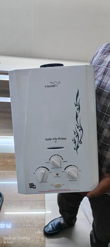 V-Guard Safeflo Prime 6Lit LPG Gas Geyser | Non storage water heater | 6Ltr Capacity | 2 Yr Warranty | (Wall Mounting) |(White)