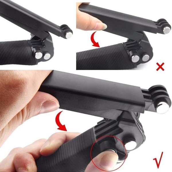Sounce 3-Way Monopod Grip Tripod Foldable Selfie Stick, Stabilizer Mount Holder for GoPro Hero 7/6/5, SJCAM SJ6, SJ7, SJ5000, Yi and All Action Cameras - Image 5