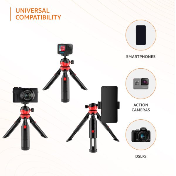 Amazon Basics Portable & Flexible Mini Tripod with Mobile Holder & 360 Degree Ball Head | for Smart Phones, Compact Cameras, GoPro - Image 4