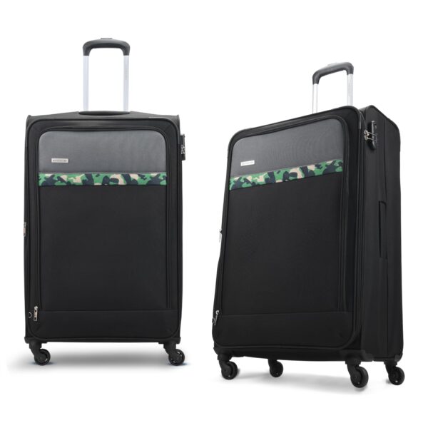 Aristocrat Commander 79Cms Premium Polyester with PVC Coating Soft Sided Check-in 4 Wheels Large Black Spinner Suitcase - Image 3
