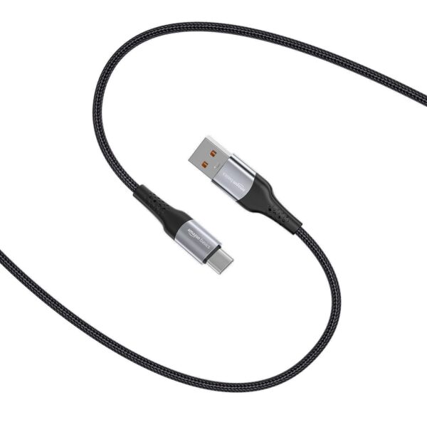amazon basics Braided 3A Usb A To Usb Type C Fast Charging Data Cable For Smartphone (Black/White 1.2 Meter) - Image 6
