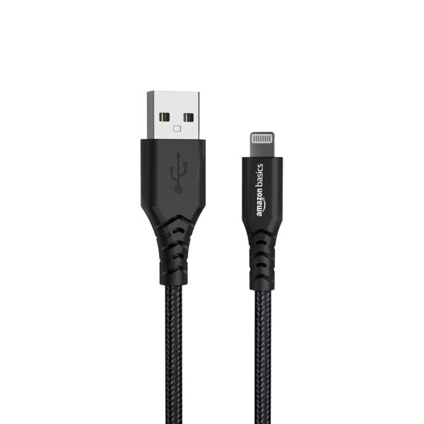 amazon basics Usb A To Lightning Pvc Molded Nylon Mfi Certified Charging Cable For Tablet,Personal Computer,Smartphone (Black,1.8 Mtr) - Image 4