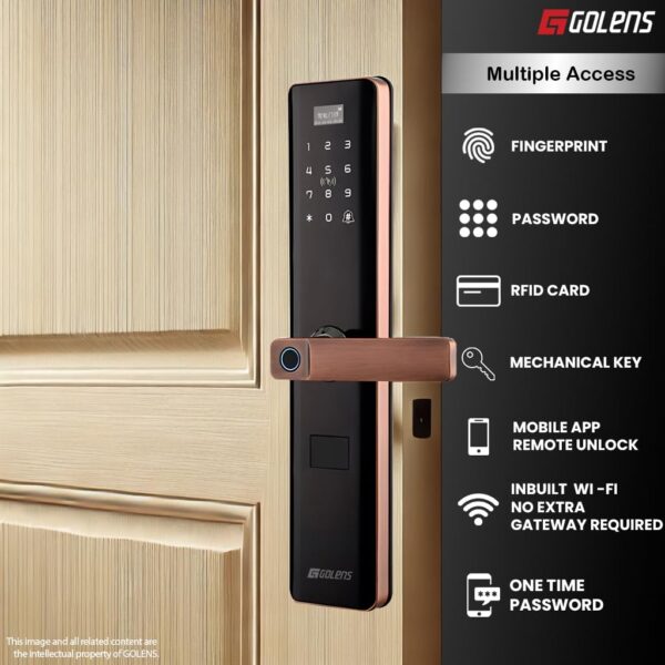 Golens X33 Pro Smart Door Lock Digital Door Lock 6-Way Unlocking | WiFi | Fingerprint | Password | RFID Access Card | Mobile App | Physical Key | OTP Access | Passage Mode (No Extra Gateway Required) - Image 3