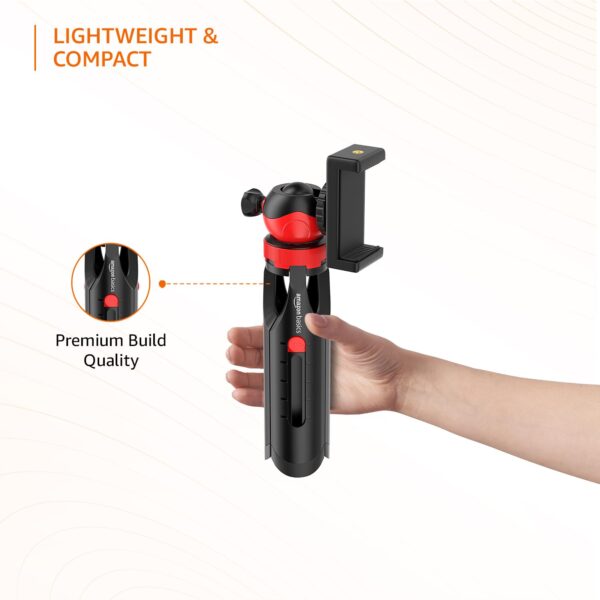 Amazon Basics Portable & Flexible Mini Tripod with Mobile Holder & 360 Degree Ball Head | for Smart Phones, Compact Cameras, GoPro - Image 3