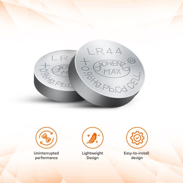 Amazon Basics Long-Lasting LR44 Alkaline Coin Cell Batteries | 1.5V Voltage | Lightweight & Portable (Pack of 10) - Image 4