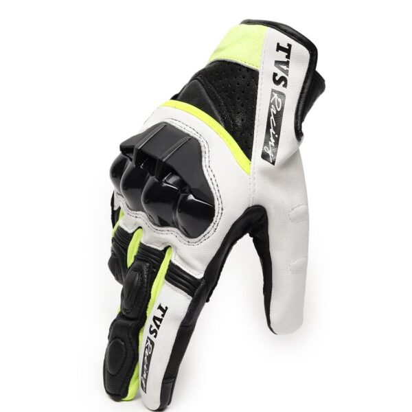 TVS Racing Race Riding Gloves for Men-Thermo-Plastic Rubber Protected, Touch Screen Compatible, & Visor Wiper Fingertips-Premium Bike Gloves for Off Roads (Black & Neon-M) - Image 3