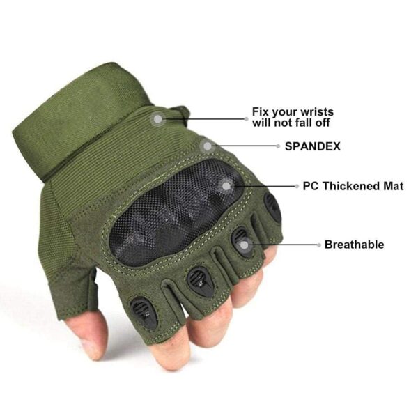 Leosportz Riding Gloves for Men Bike Riders - Special Tactical Gloves with Rubber Knuckle Punch|Non-Slip Half Finger with Firm Padding Motorcycle Gloves (Motorcycle Racing, Green) - Image 2